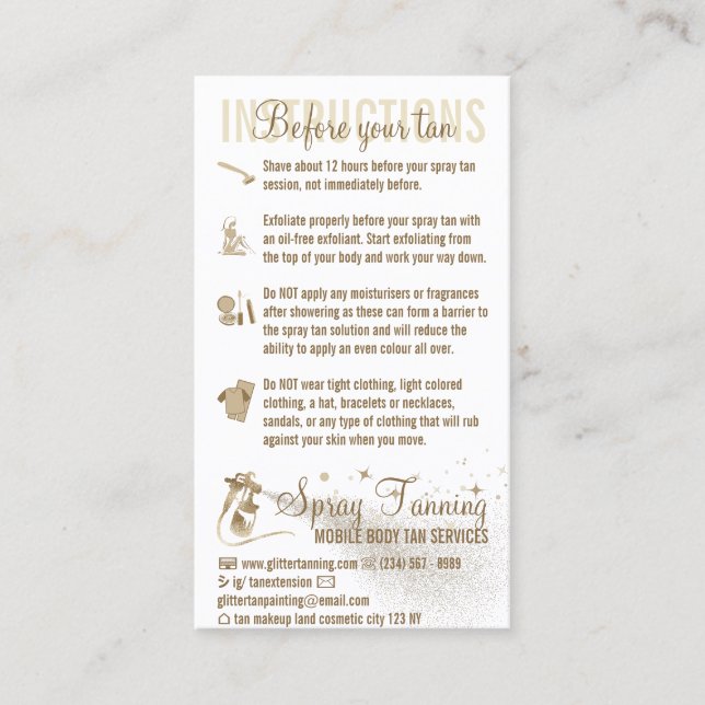 Spritzen vor der Pflegeanleitung Visitenkarte (Vorderseite)