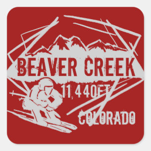 Spritzenski-Aufzugaufkleber des Beaver Creek rote Quadratischer Aufkleber