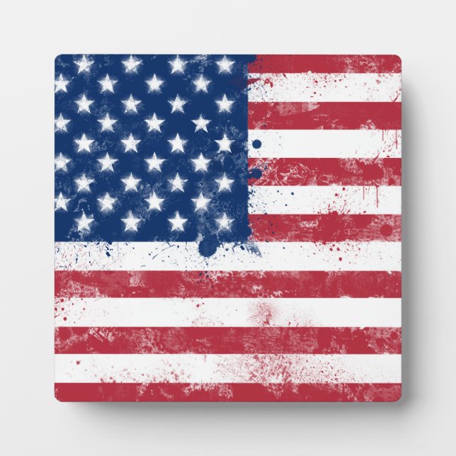 Spritzer bemalt Flagge der USA Fotoplatte (Vorderseite)