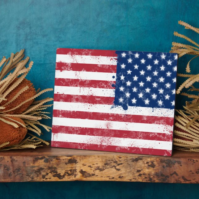 Spritzer bemalt Flagge der USA Fotoplatte (Seite)
