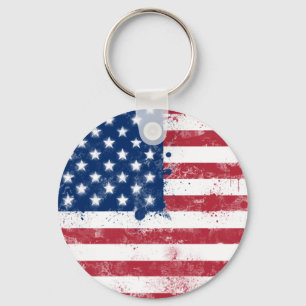 Spritzer bemalt Flagge der USA Schlüsselanhänger