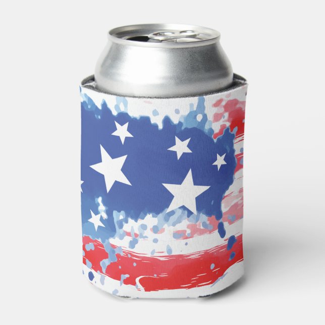Spritzer der roten und blauen amerikanischen Flagg Dosenkühler (Kanne Vorderseite)