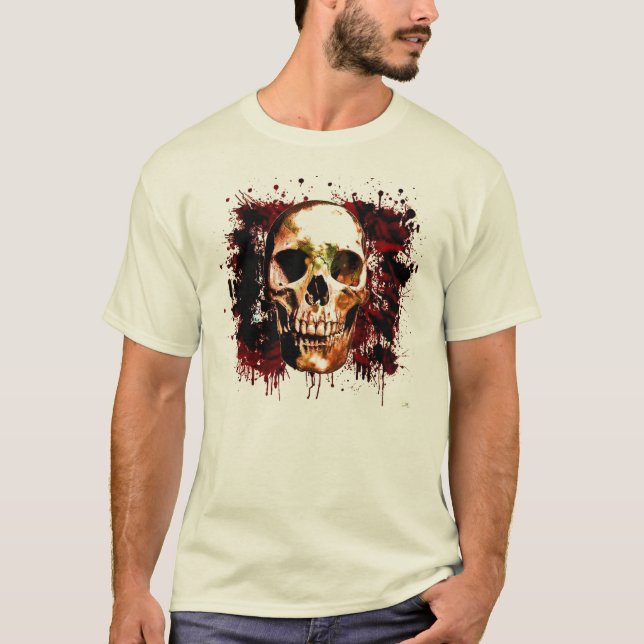 Spritzer des dunklen Bluts beängstigender Schädel T-Shirt (Vorderseite)