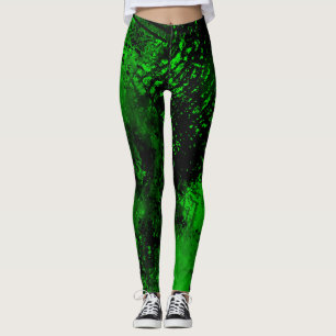 Spritzer-Effekt Grün/Schwarz Leggings