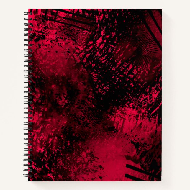 Spritzer-Effekt Rot und Schwarz Notizbuch (Vorderseite)