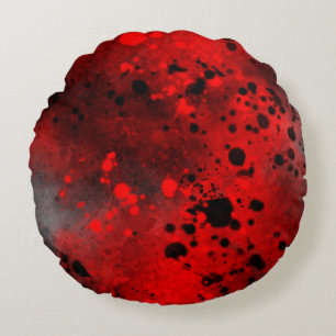 Spritzer-Effekt Rot und Schwarz Rundes Kissen