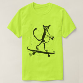 Spritzer Graphic Cat Skateboarder T - Shirt