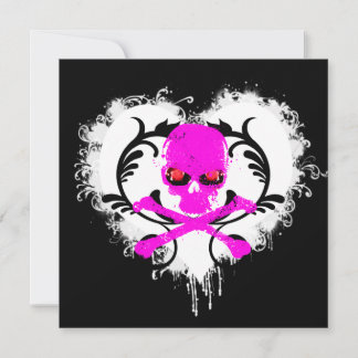 Spritzer Heart Skull Gothday Einladung