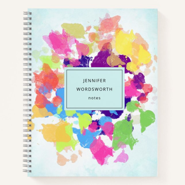 Spritzer in Aquarellfarben Abstrakt Notizbuch (Vorderseite)