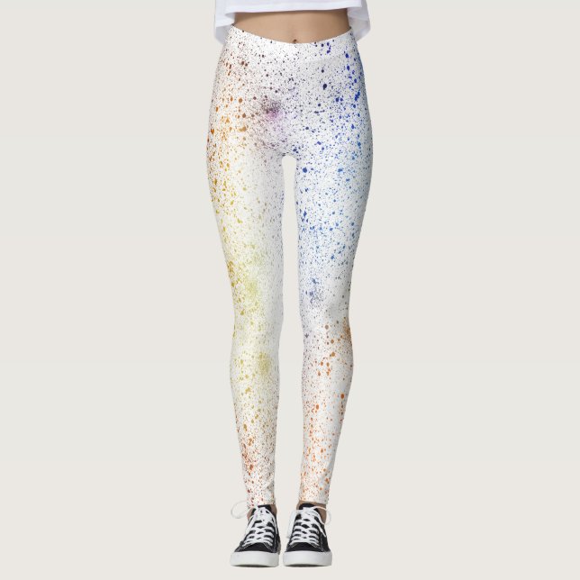 Spritzer in Blau, Gelb und Orange Leggings (Vorderseite)