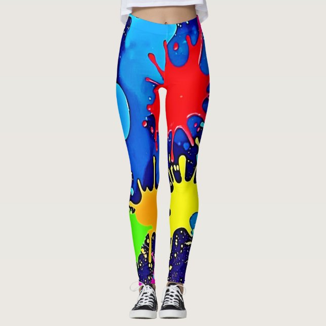 Spritzer in leuchtender Farbe Leggings (Vorderseite)