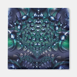 Spritzer   Kunst des Lila und grünen Fraktals Magnet