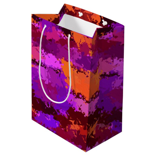 Spritzer Lila und Orange Mittlere Geschenktüte (Rückseite Schrägansicht)