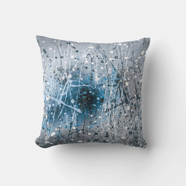 Spritzer malen Blau Kissen (Vorderseite)