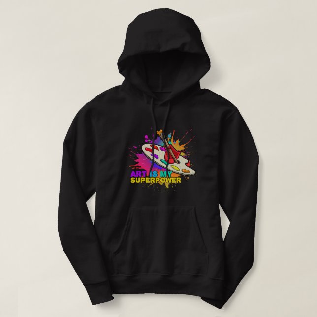 Spritzer Malerei ist meine Supermacht Messy Artis Hoodie (Design vorne)