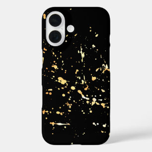 Spritzer mit Goldfarbe auf schwarz iPhone 16 Hülle