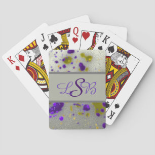 Spritzer mit künstlicher Farbe Lila Gelbe Monogram Spielkarten
