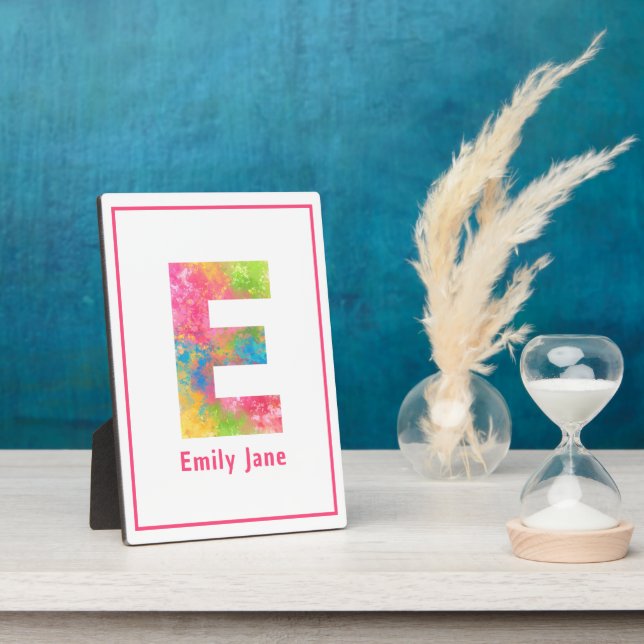 Spritzer Paint Letter E Custom Kinderzimmer Tablet Fotoplatte (Seite)
