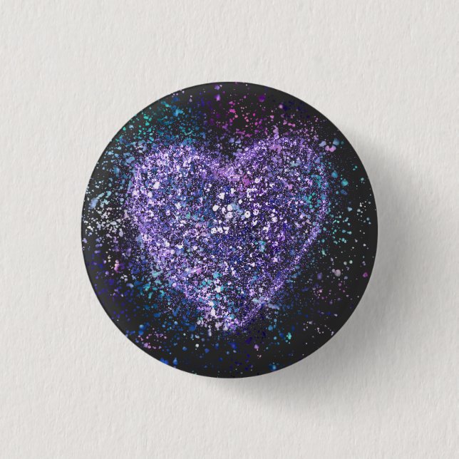 Spritzer Paint Lila Heart Button (Vorderseite)