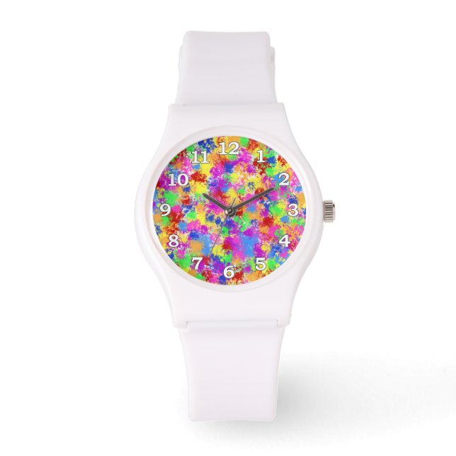 Spritzer Paint Rainbow of Bright Color Background Armbanduhr (Vorderseite)