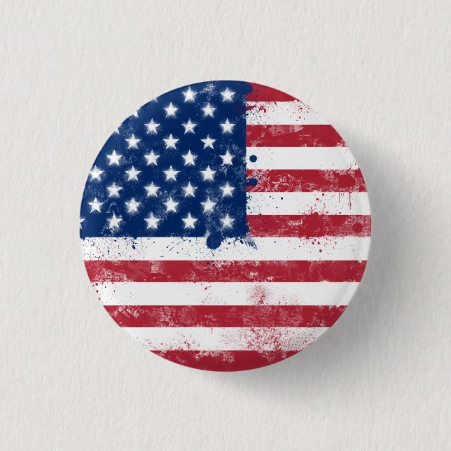 Spritzer Painted American Flag Button (Vorderseite)