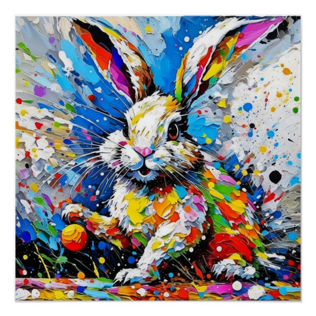 Spritzer Palette Osterhase mit Eiern Poster (Vorderseite)