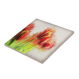 Spritzer Rot-Gelbe Tulissen Fliese