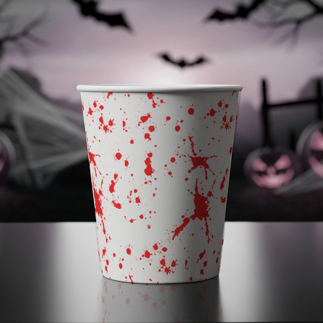 Spritzer Rot & Weiß Halloween Pappbecher (Blood Splatter Red & White Halloween Paper Cups
)