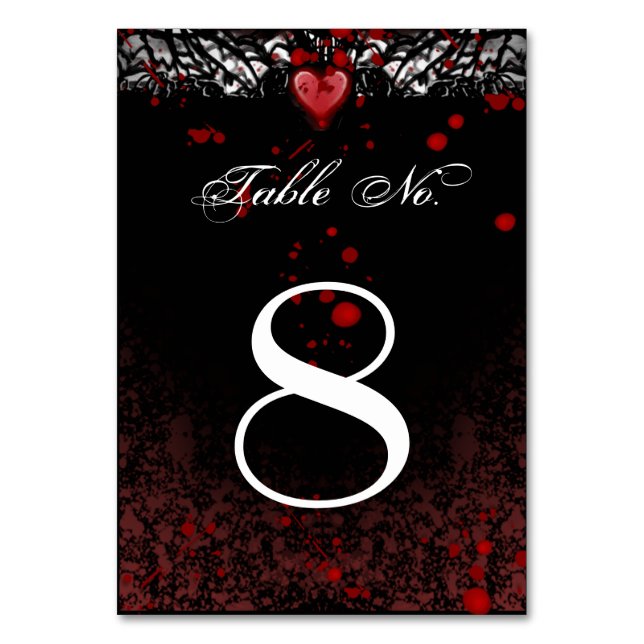 Spritzer Schwarz-Weiß Halloween Tabelle Nr. Tischnummer (Vorderseite)