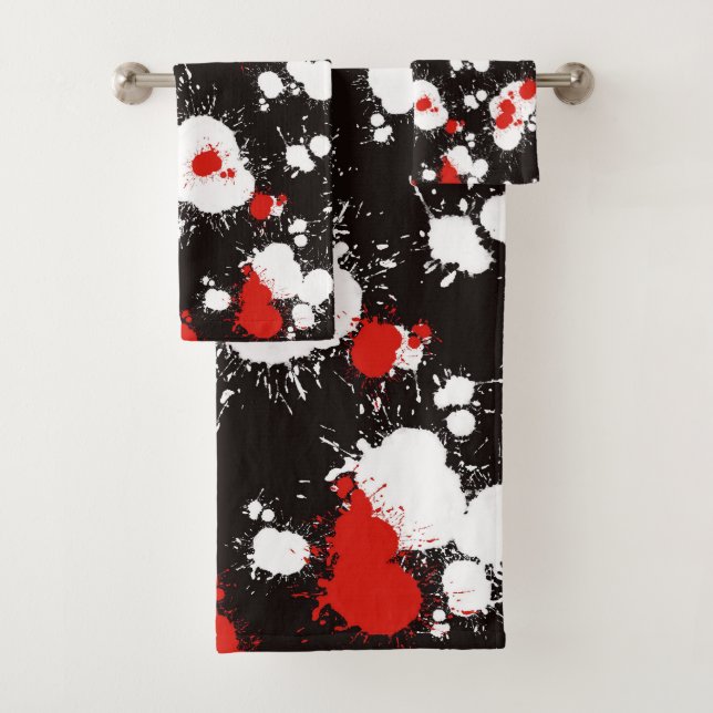 Spritzer Schwarz, Weiß und Rot Badhandtuch Set (Insitu)