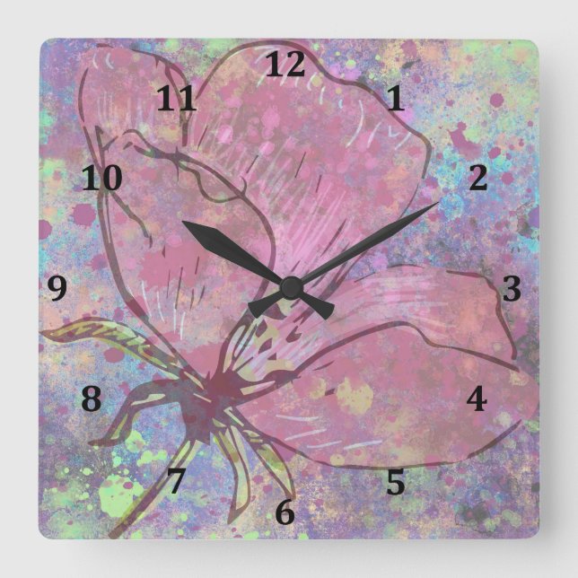 Spritzer-Uhr Quadratische Wanduhr (Vorderseite)