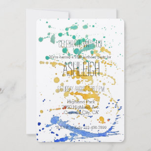 Spritzer zum Geburtstag von Aquarellfarbe Einladung