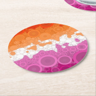 Spritzige Bohemian Groovy Abstrakte Lesbische Prid Runder Pappuntersetzer
