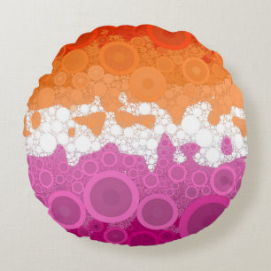 Spritzige Bohemian Groovy Abstrakte Lesbische Prid Rundes Kissen