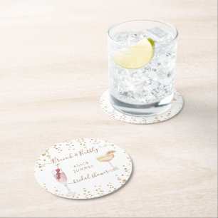 spritzige Cocktails Gold Glitter Braut Brunch Runder Pappuntersetzer