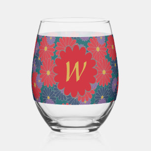 Spritziges Herbstflorales Design Weinglas Ohne Stiel