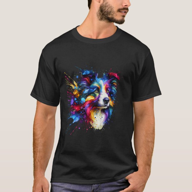 Spritzkunst Border Collie T-Shirt (Vorderseite)