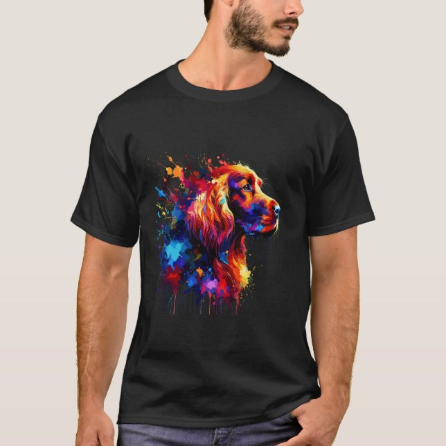 Spritzkunst Irischer Setter T-Shirt (Vorderseite)