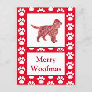 Sprocker Spaniel Dog Silhouette RedFrohe Weihnacht Postkarte