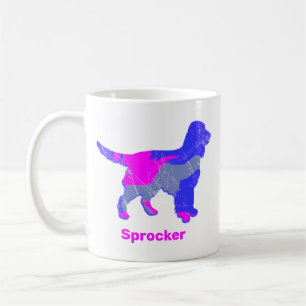 Sprocker Spaniel Hunde Silhouette Hot Pink White Kaffeetasse