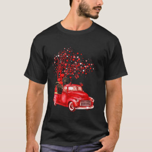 Sproodle Riding Red Truck Valentine Butterfly Hear T-Shirt