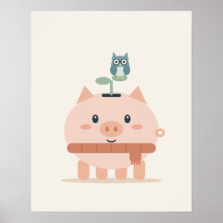 Sprossen Sparschwein Eule Süße Sparkassen Kinderzi Poster