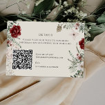 Spruce & Lace | Winter Florals Wedding QR Begleitkarte<br><div class="desc">Fügen Sie Ihrer Winterhochzeit eine Touch Eleganz hinzu, mit dieser wunderschön gestalteten Spruce & Lace QR Gehäusekarte. Mit zarten Aquarellblumen in Rot, Blau und Grün ergänzt diese Karte perfekt Ihre Hochzeitssuite im Winter oder im Urlaub. Das klassische Blumenarrangement verleiht dem Hotel ein romantisches und festliches Ambiente, das sich ideal für...</div>