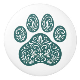 Spruce Pawprint Skandi Folk Art Keramik Knob Keramikknauf
