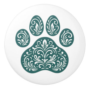 Spruce Pawprint Skandi Folk Art Keramik Knob Keramikknauf