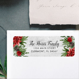 Spruce Pinecone und Poinsettia auf Weißholz