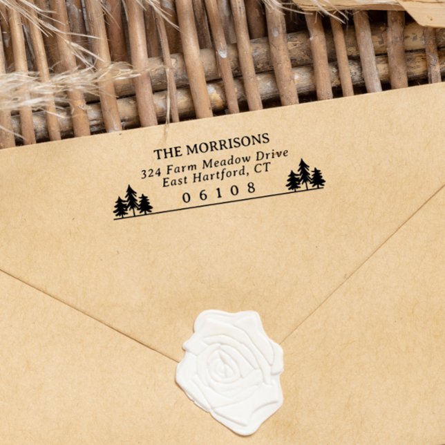 Spruces Rustic Name & Rücksendeadresse Zip Code Permastempel (Von Creator hochgeladen)