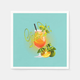 Spruch gönn dir was cocktail orange Party Urlaub Serviette