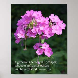 Sprüche 11,25 Pinke Phlox Christlich Poster