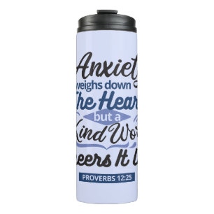 Sprüche 12,25 Bibelvers – Kind Word Art Thermosbecher